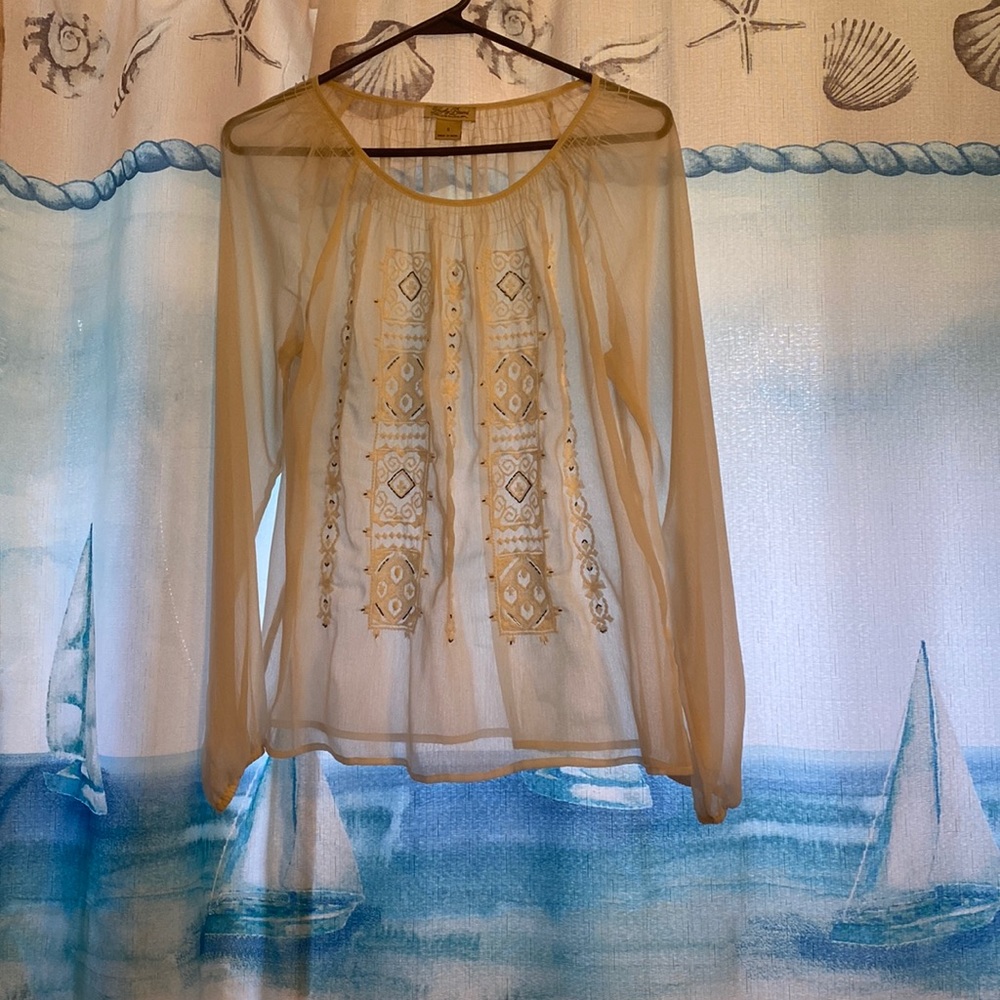 Lucky Brand Off-White Sheer Long Sleeve